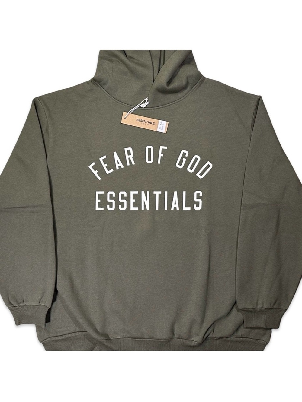 Essentials Fear Of God Hunter Green Fleece Spellout Hoodie Sweatshirt Men’s XL